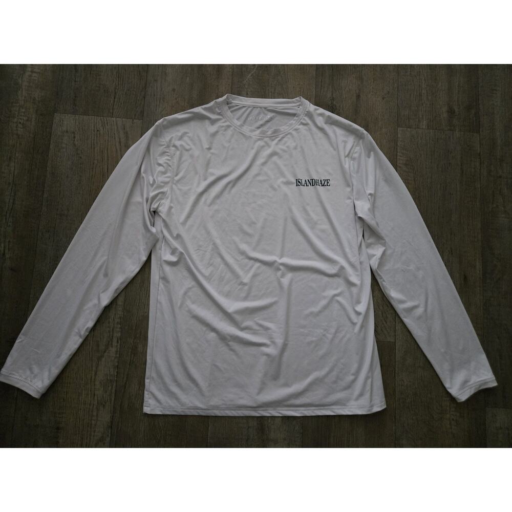 ISLAND HAZE COASTAL APPAREL Men's White Long Sleeve T Size M Sun Beach Pool